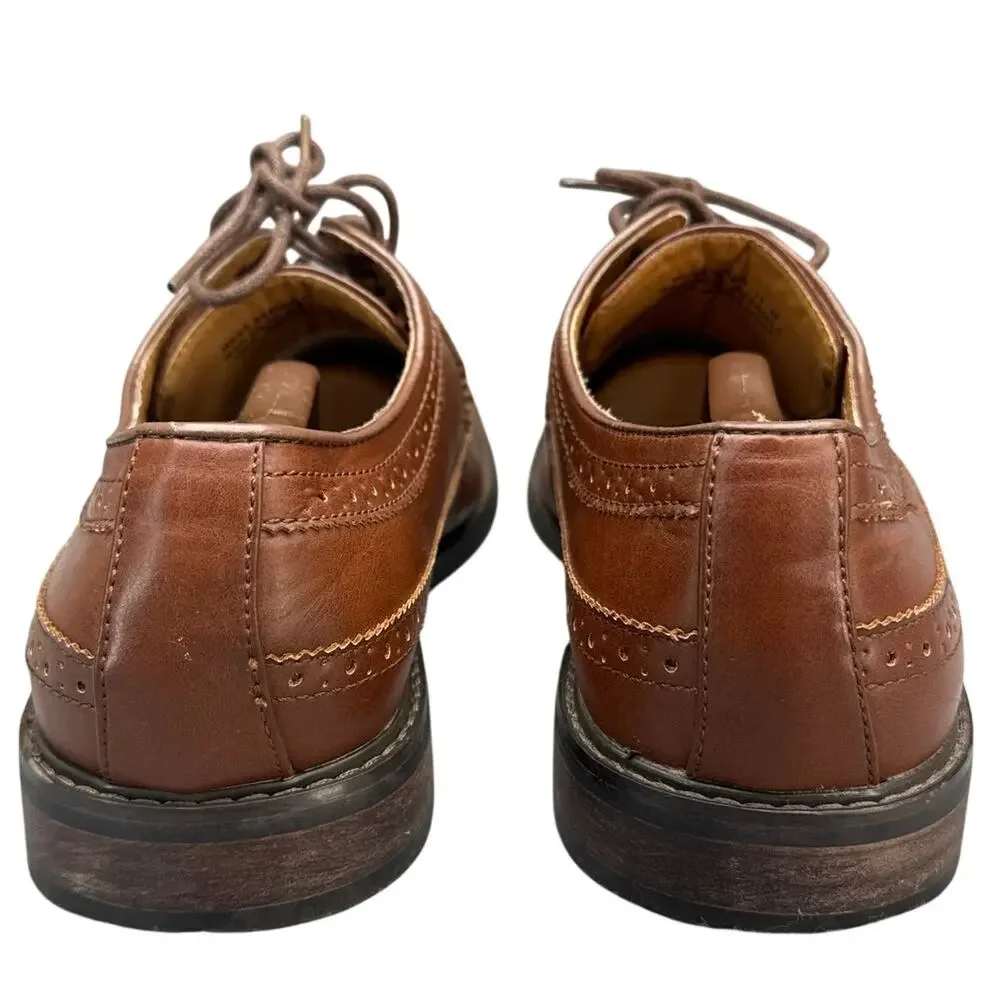 David Stone Brown Faux Vegan Leather Wingtip Oxford Dress Shoe Men 11